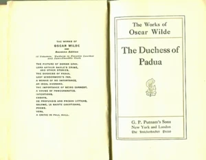THE DUCHESS OF PADUA a play in 5 acts Oscar Wilde Vintage HB 1907 - Picture 1 of 2