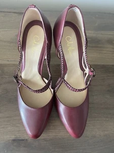 Cole Haan Dark Red Slingback Ankle Strap Pumps Size 7.5 - Picture 1 of 24