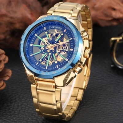 Winner Automatic Watches Self Winding Skeleton Luminous Wrist Watch for Men - Image 1 of 4