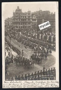 Postcard Royalty Coronation King Edward VII military Colonials in London 1902 RP - Picture 1 of 2