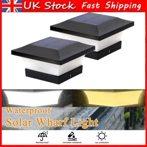 Outdoor Solar Power LED Deck Post Lights Garden Landscape Fence Cap Lamps 4×4 - Picture 1 of 14