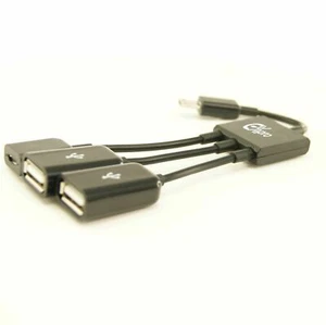 Ex-Pro® Samsung Galaxy S2 S3 S4 Note 2 OTG Dual USB 2 Port Hub with Micro USB - Picture 1 of 3