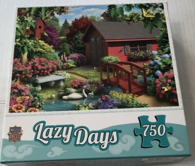 Masterpieces LAZY DAYS Over The Bridge 750 piece jigsaw puzzle EUC! - Image 1 of 4