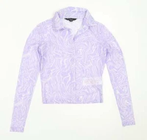 Brave Soul Womens Purple Polyester Blend Button-Up Size XS Collared - Picture 1 of 12