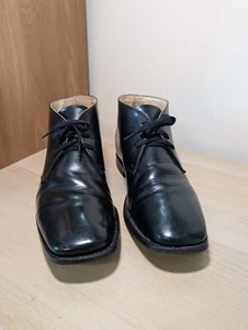 MENS SAMUEL WINDSOR BLACK LEATHER SIZE 10 LACE UP BOOTS - Picture 1 of 7