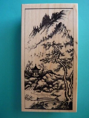 Paisaje de montaña asiático, pagoda K-2250 PSX sello de goma Foto 1 de 2