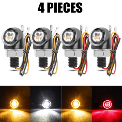 4 piezas LED Mini Indicador de señal de giro para motocicleta Luz de freno Lámpara de funcionamiento DRL 12V Foto 1 de 4