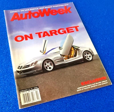AUTOWEEK: ON TARGET MERCEDES-BENZ SLR SILVER ARROW EXOTIC CAR JANUARY 1999 - Image 1 of 4