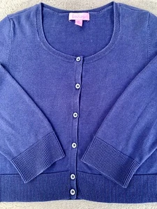 LILY PULITZER Girls NAVY BLUE MODAL COTTON CARDIGAN SWEATER Pre-Owned Size S - Picture 1 of 5