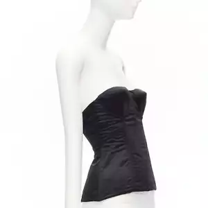 GUCCI Tom Ford 2001 Runway black silk 3D conical bra bustier IT38 XS - Picture 1 of 9
