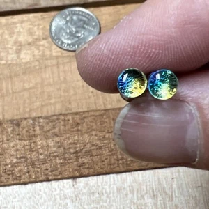 Pair PYREX GLASS 6g Rainbow Dichro Double Flair PLUGS BODY JEWELRY Earrings - Picture 1 of 6