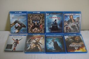Lot of 8 3D Blu Ray Movies Star Trek Gatsby Vampire Hunter Frankenstein 3