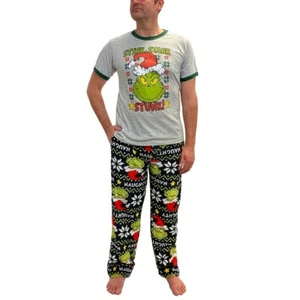 Mens Size Large L Dr Seuss The Grinch Christmas Pajamas Lounge Pants Shirt Gift - Picture 1 of 4