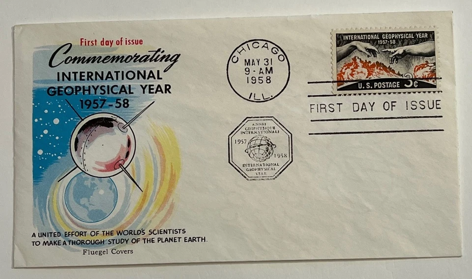 US FDC 1958 Scott #1107 - Commemorating International Geophysical Year - Fluegel - Image 1 of 1