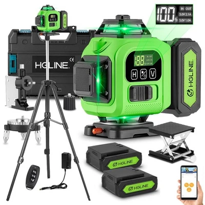 HGLINE 16 Line Laser Level Wasserwaage 4D 360° Kreuzlinienlaser mit Koffer +Stativ Kit