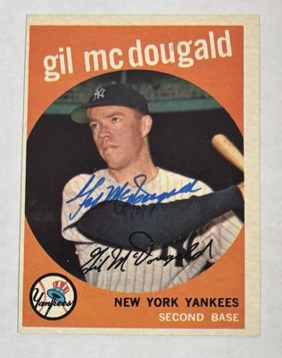 Tarjeta de béisbol 1959 Topps Gil McDougald MT FIRMADA AUTOGRAFIADA #345 Yankees casi nueva Foto 1 de 2