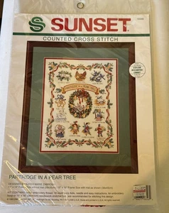 Vintage Sunset Dimensions Partridge in a Pear Tree Cross Stitch 1993 Kit 18346 - Picture 1 of 5