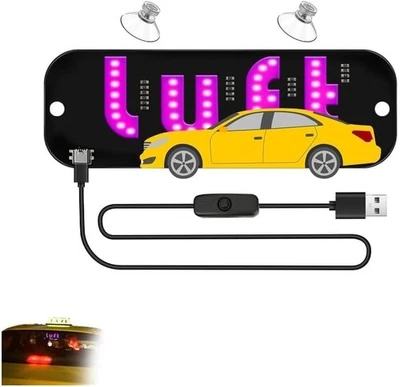 FYPHJKT USB LED Light Sign for Drivers,Windshield Taxi with Scrolling pink