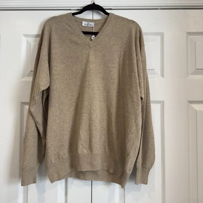 Valentino Virgin Wool V Neck Sweater Men Size XL Tan Long Sleeve Quiet Luxury - Image 1 of 4
