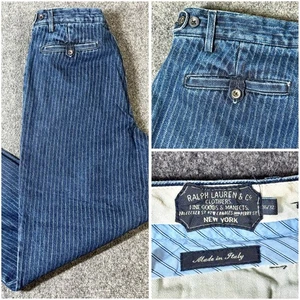 Selten-Polo Ralph Lauren Indigo Nadelstreifen Jeans-Made in Italy-Gr. 36x32-Bündchen-VTG - Bild 1 von 16