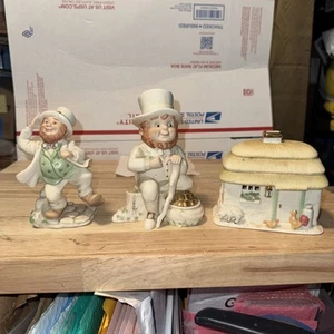 LENOX Irish Lot The Leprechaun's Jig" Music Box. 3 Porcelain Figurines In Total - Picture 1 of 15