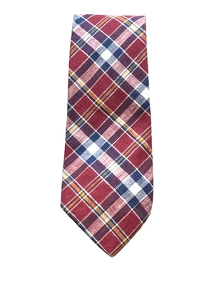 CORBATA DE CUELLO VINTAGE ROBERT TALBOTT COSIDA A MANO ROJA A CUADROS 100% ALGODÓN PARA HOMBRE Foto 1 de 2