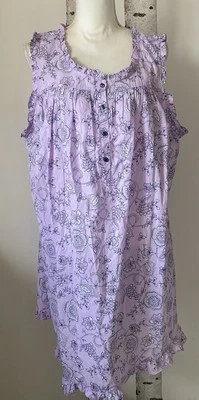 Camisón Adonna ropa de dormir sin mangas para mujer talla 1X algodón púrpura cabaña Foto 1 de 4