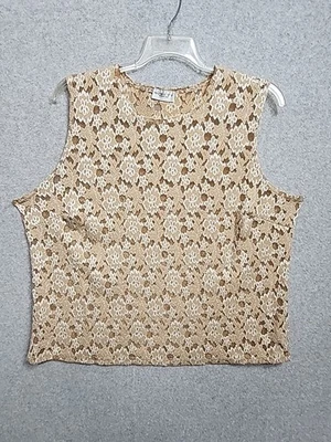 Noventa Mujer 3X Top Sin Mangas Floral Red Marrón Beige Elástico Foto 1 de 4