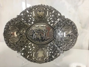 Versilberte kleine Dekoschale Vintage Engelmotiv - Bild 1 von 7