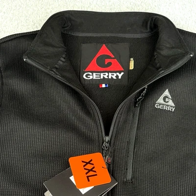 GERRY Mens XXL Black Full Zip Fleece Jacket Coat Waffle Ribbed Knit 3 Pockets - Image 1 of 4