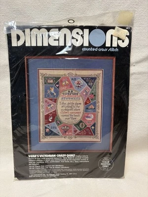 Dimension Counted Cross Stitch Alphabet Sampler Vera's Victorian Crazy Quilt NIP - Image 1 of 4