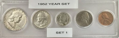 1952-P Mint 5-Coin Year Set – AU/BU – Toned Nickel – 90% Silver – Whitman #1 - Image 1 of 4
