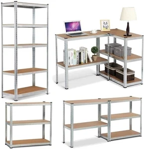 Heavy Duty Metal Garage Shelving Unit 4-5 Tiers Boltless Utility Storage Racking - Picture 1 of 11