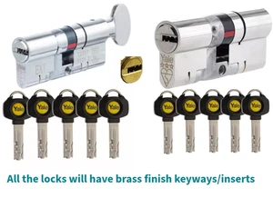 Yale Platinum 3 Sterne Euro Zylinder Türschloss oder Drehnickel Anti Snap 5 Schlüssel - Bild 1 von 3