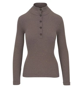 BRUNELLO CUCINELLI Maglione Spumante Cashmere e Seta Costine Marrone Taupe Medium M - Foto 1 di 4