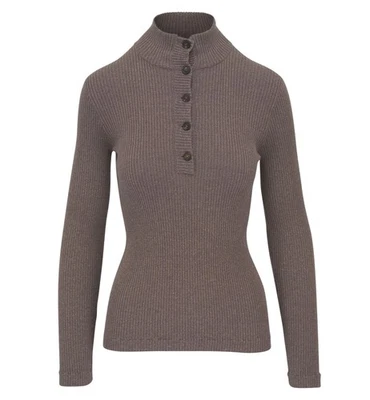 Suéter BRUNELLO CUCINELLI Brillante Cachemira y Seda Costilla Marrón Taupe Mediano M Foto 1 de 4