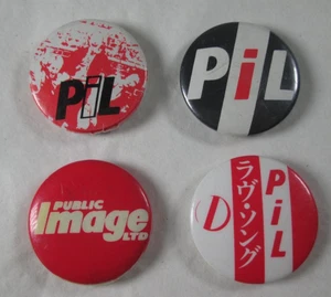 PiL Johnny Rotten 4 X Vintage Early 1980s Pin Button Badges Punk New Wave - Picture 1 of 2