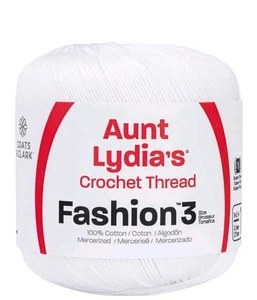 Aunt Lydia's White Crochet Thread Soft Mercerized Cotton Size 3 Fashion150 Yards - Picture 1 of 10