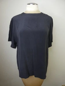 Top cuadrado manga corta cuello alto The J Peterman Co para mujer L azul marino 100 % seda - Imagen 1 de 9