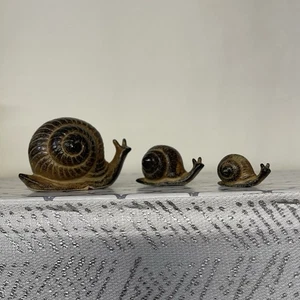 Vintage napcoware Snail figurines Family Of 3 Made In Japan 3” To 1.5” - Picture 1 of 13