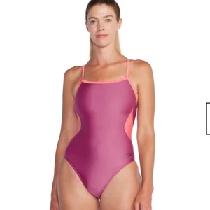 Neu mit Etikett Speedo Badeanzug pink und orange Einteiler Größe 12 - Bild 1 von 10