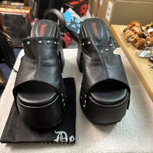 Black Chunky Platform 70s Punk Rock Gothic KISS Sandals Studs Shoes Demonia 10 - Picture 1 of 13