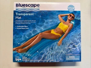 Bluescape Blue Transparent Air Mat Inflatable Pool Float Age 14 & up Unisex New - Picture 1 of 8
