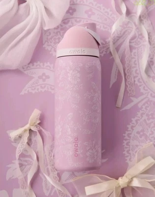 Owala Freesip 32oz Girl Pink Ribbon Toile UO Urban Outfitters Cup Bottle IN HAND - Image 1 of 4