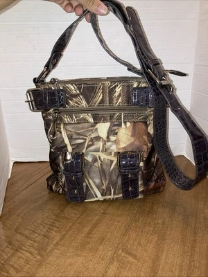 Camouflage Multi Pocket Crossbody Purse Bag Croc Embossed Strap And Accents - Изображение 1 из 4