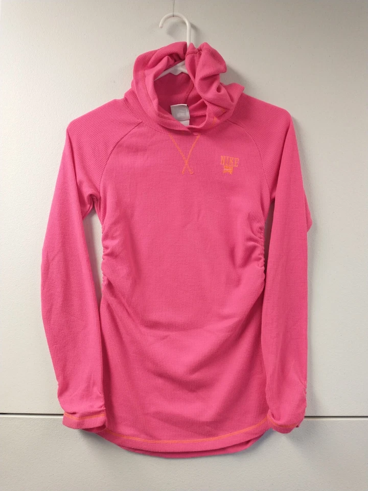 Youth L Nike Long Sleeve Shirt Pink Swoosh Hooded Pullover  - Image 1 of 4