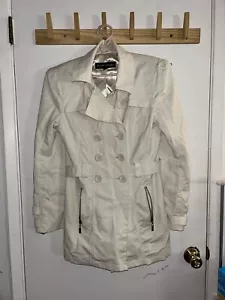 Blanc Noir Women's Belted Double Breasted Pockets Trench Coat Tan Sz L - Picture 1 of 10