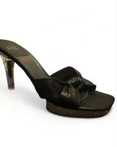 VINTAGE - STUART WEITZMAN SCHWARZE LEDER-PANTOLETTEN MIT JUWELENBESATZ GRÖSSE - 10 UVP 265 $ - Bild 1 von 4