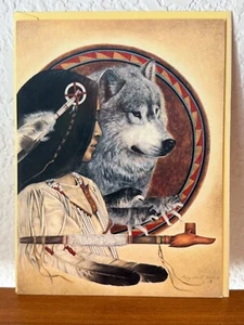 Vintage Leanin' Tree Heart Of The West Native American/Wolf Blank Greeting Card - Picture 1 of 3