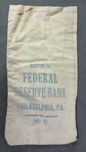 Federal Reserve Bank Canvas Money Bag Philadelphia Number 6 Vintage - Picture 1 of 4